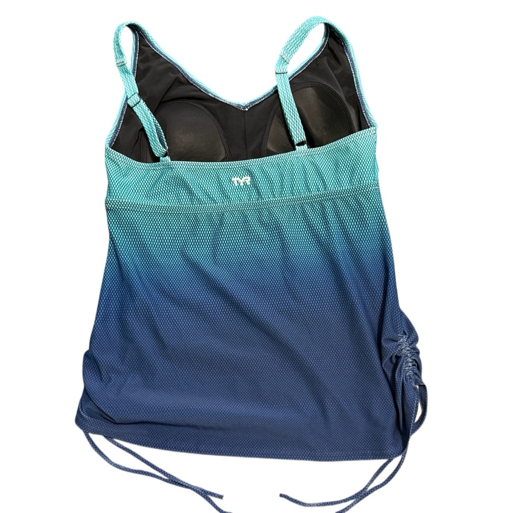 TYR Fishnet V Neck Tankini Women’s Size 14 Teal Navy - Picture 8 of 11